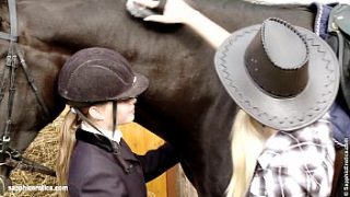 Girl makes horse cum