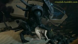 Homem e mulher alien 3d animation
