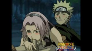 Naruto e  Sakura  trazando