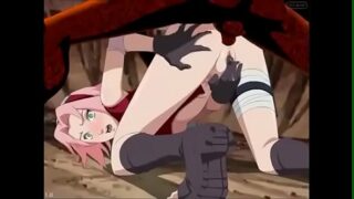 Sakura gemendo no pau do Naruto