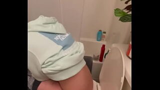 Girl diarrhea on the toilet